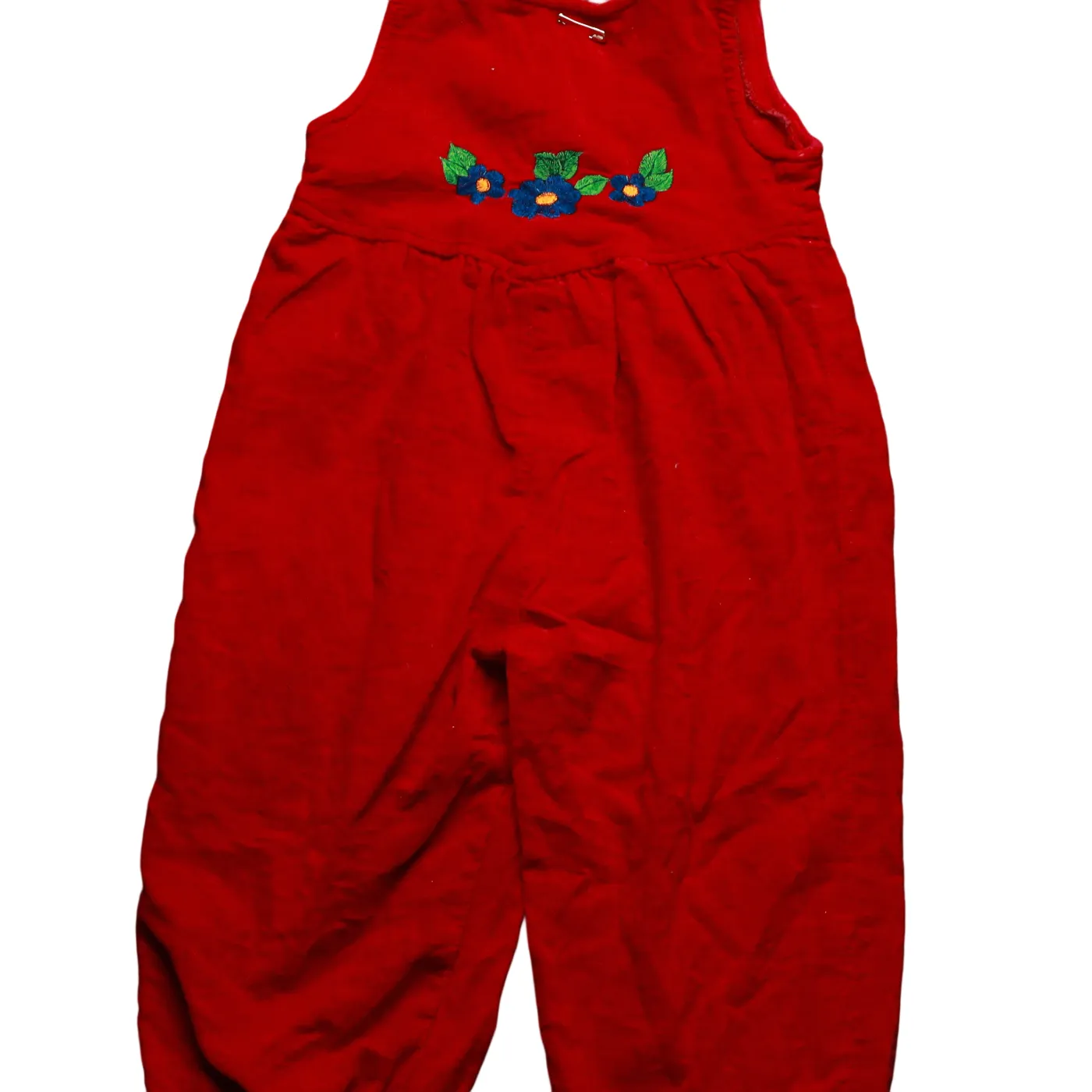 Unbranded Kids Velour Dungarees Red Age 12M