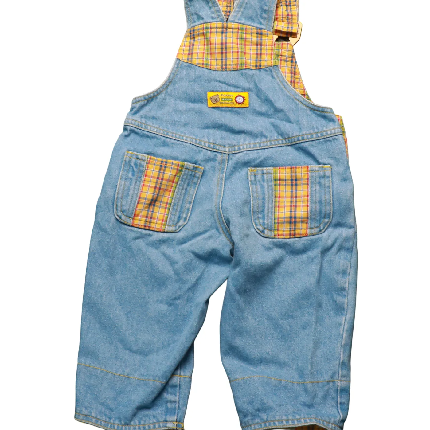 Unbranded Kids Checker Lined Dungarees Blue Age 12M