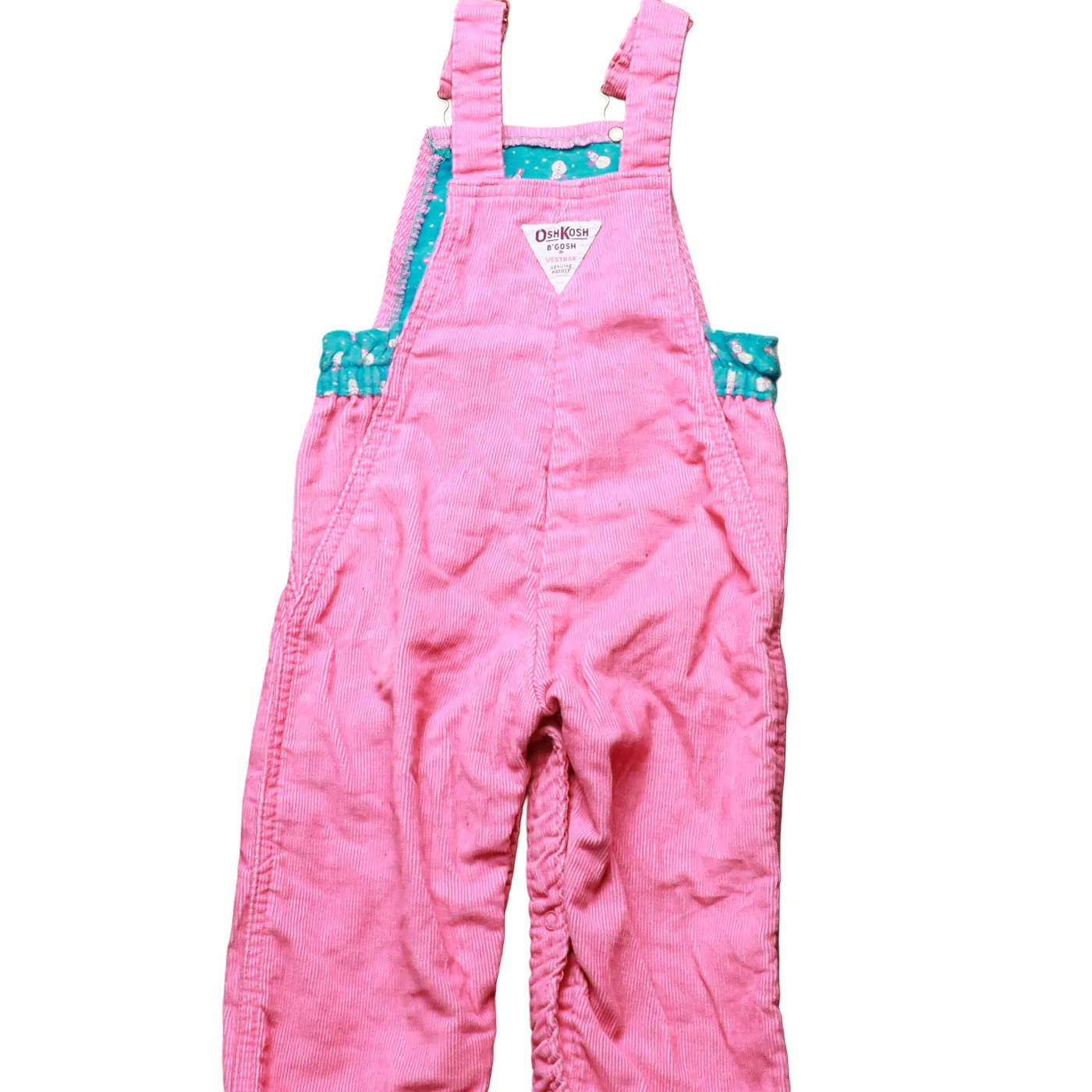 OshKosh Kids Chrismas Fleece Lined Corduroy Dungarees Pink Age 18M