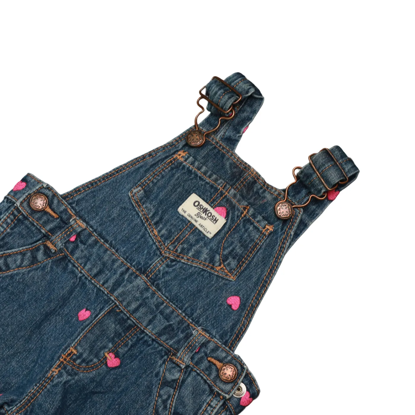 OshKosh Kids Heart Embroidery Dungarees Blue Age 9M