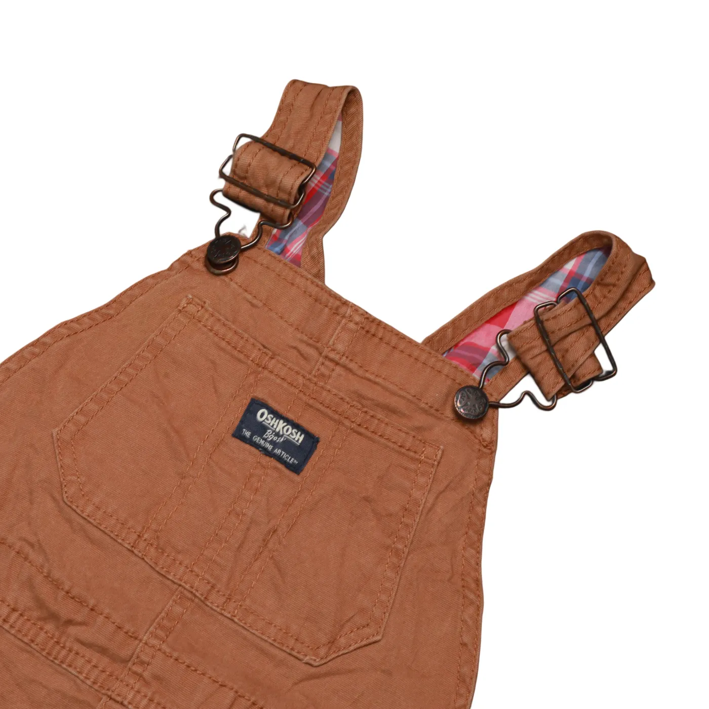 OshKosh Kids Checkered Lined Dungarees Brown Age 5Y