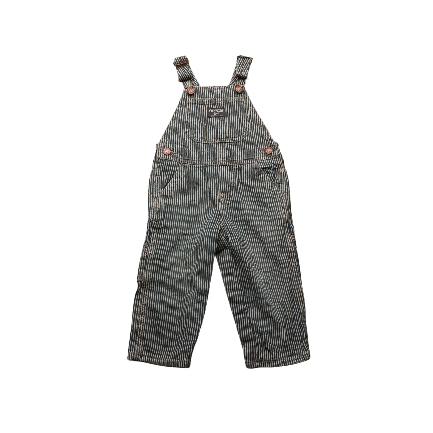 OshKosh Kids Strippy Dungaree Blue Age 18M