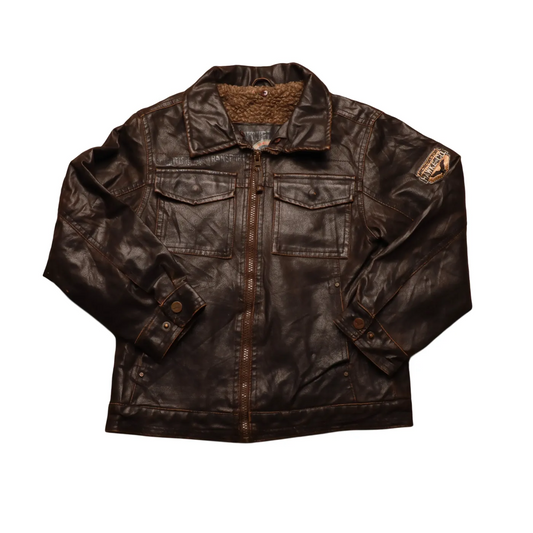 Hawke and Co Kids Leather Jacket Brown Age 6Y