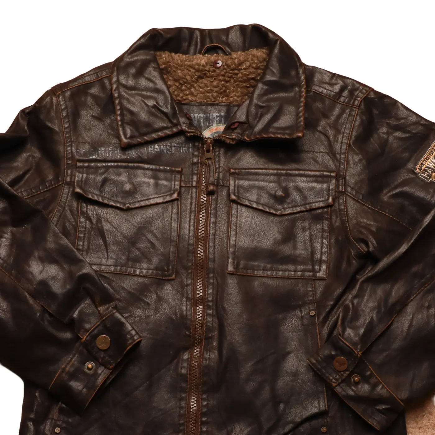 Hawke and Co Kids Leather Jacket Brown Age 6Y