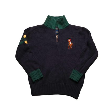 Ralph Lauren Kids 1/4 Zip Knitwear Jumper Blue Age 6Y