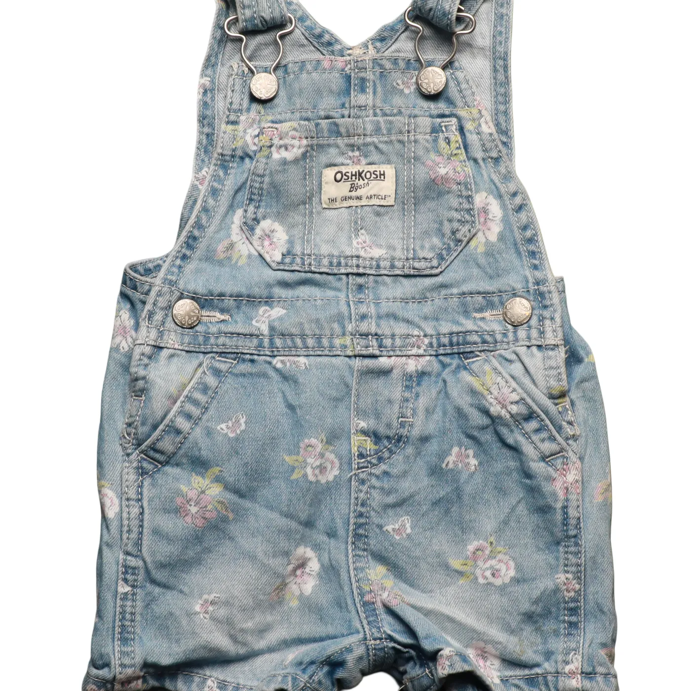 OshKosh Kids Print On Shortall Dungarees Blue Age 6M