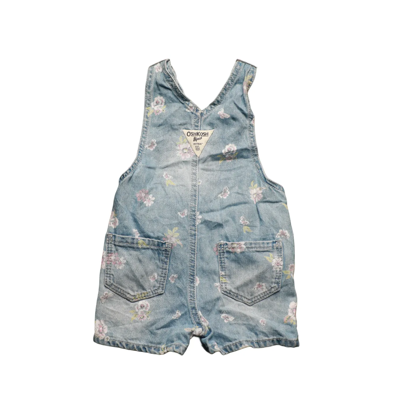 OshKosh Kids Print On Shortall Dungarees Blue Age 6M