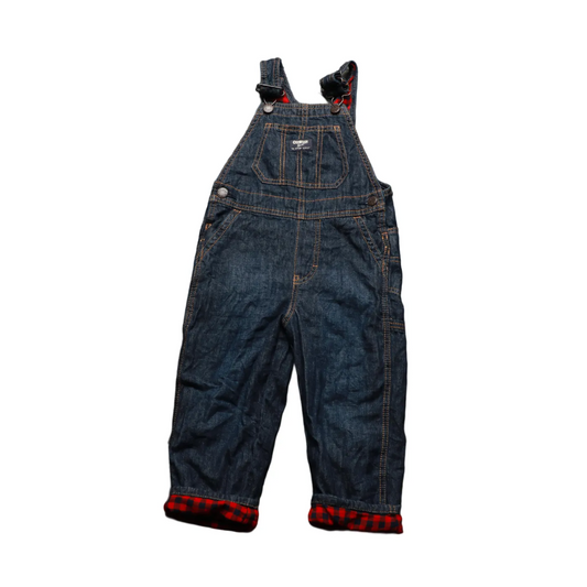 OshKosh Kids Checker Lined Dungarees Blue Age 4Y