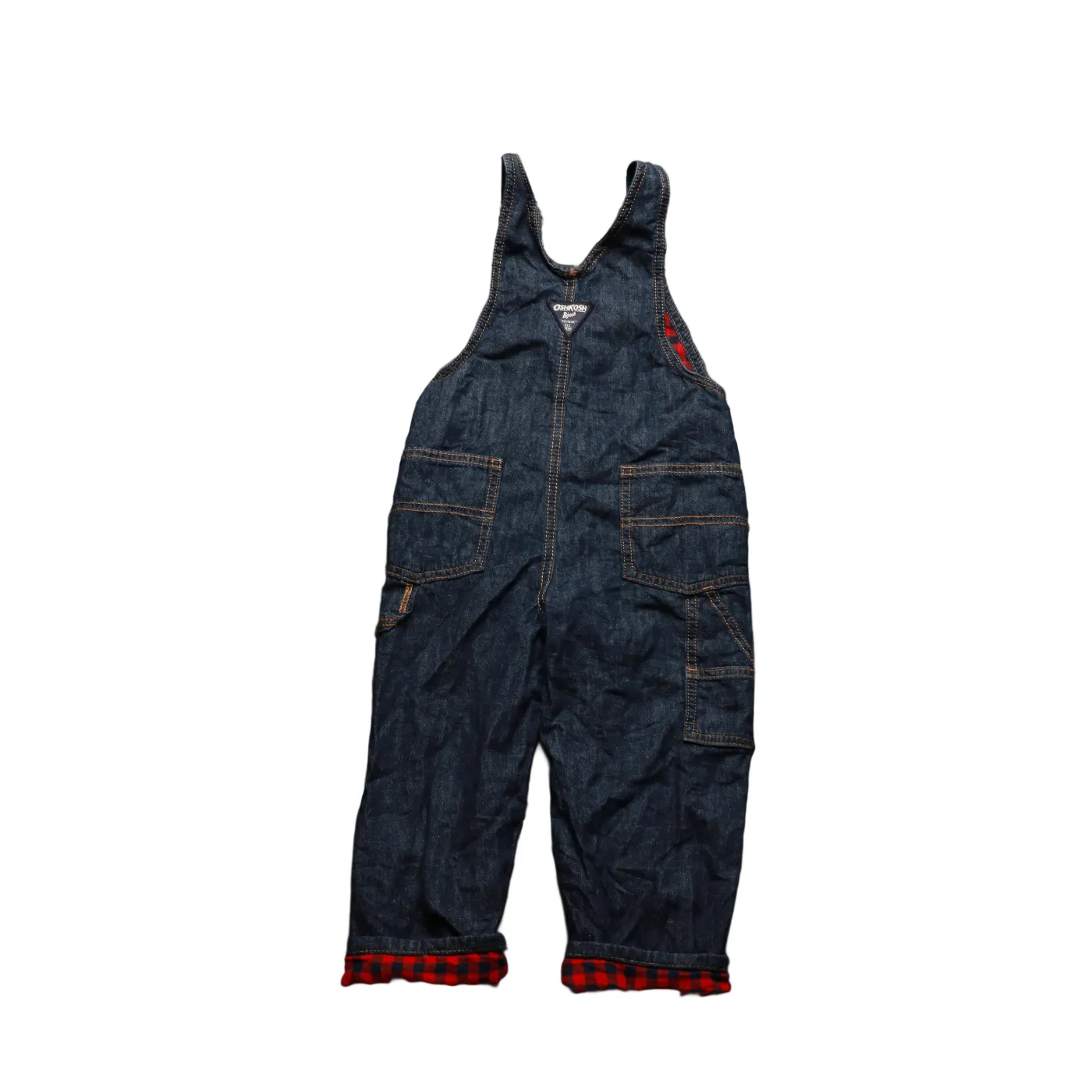 OshKosh Kids Checker Lined Dungarees Blue Age 4Y