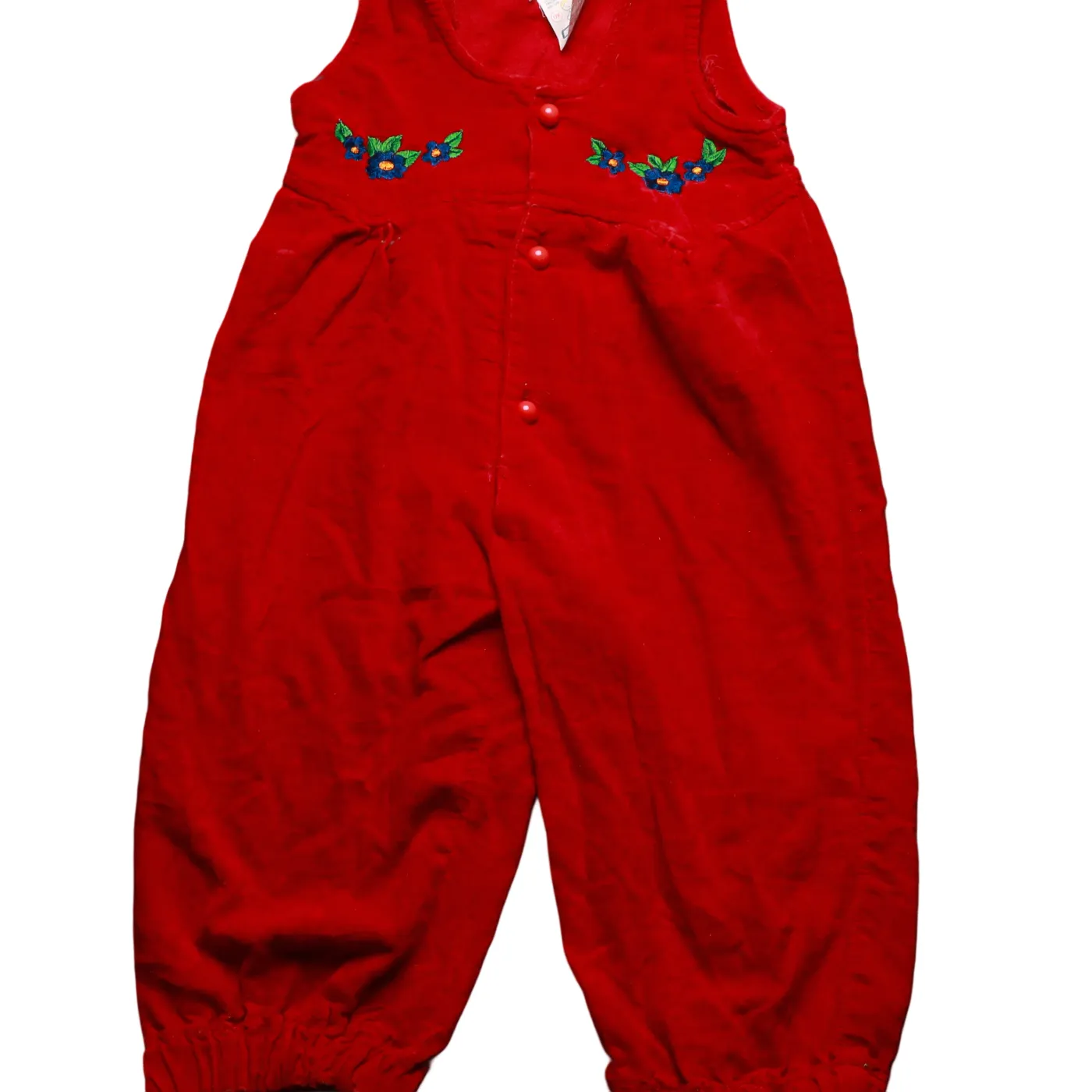 Unbranded Kids Velour Dungarees Red Age 12M