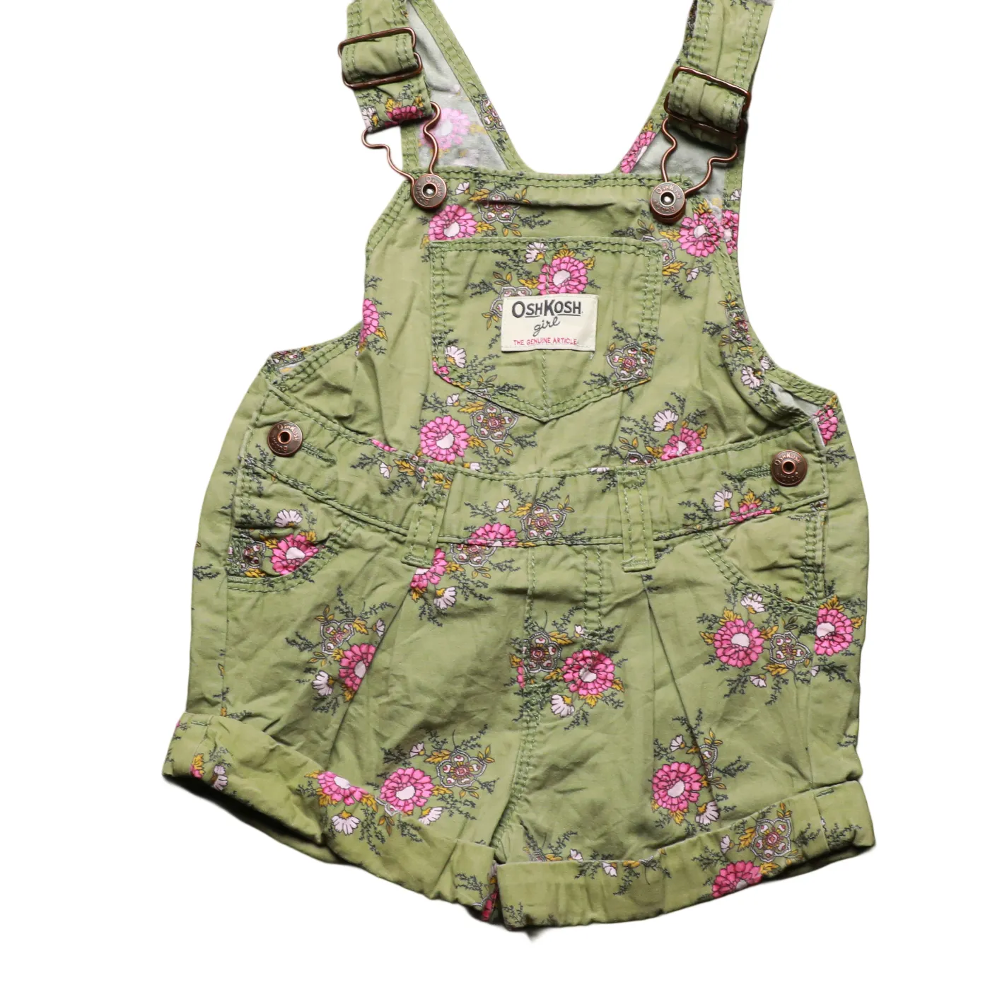 OshKosh Kids Floral Shortall Dungarees Blue Age 12M