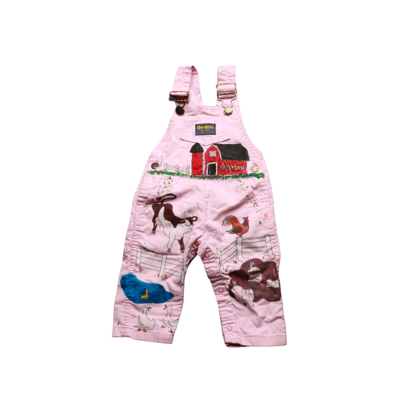 OshKosh Kids Farm Print Dungarees Blue Age 12M
