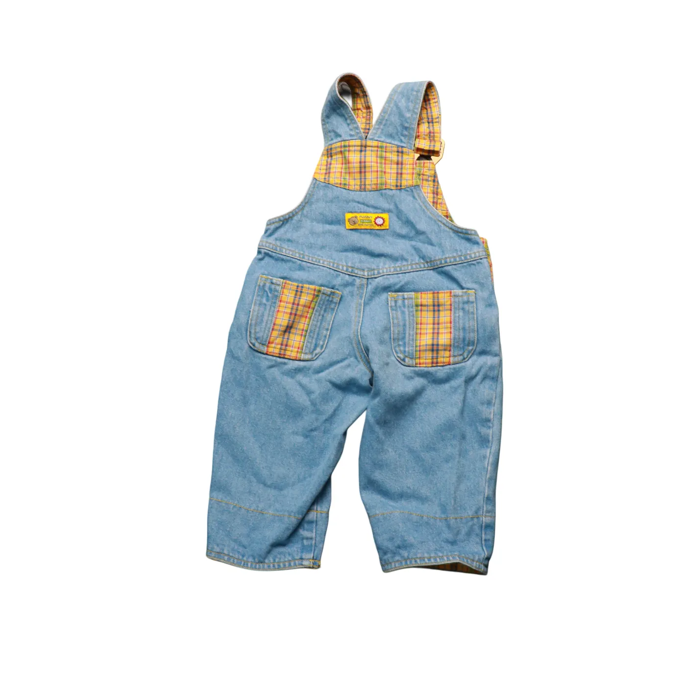 Unbranded Kids Checker Lined Dungarees Blue Age 12M