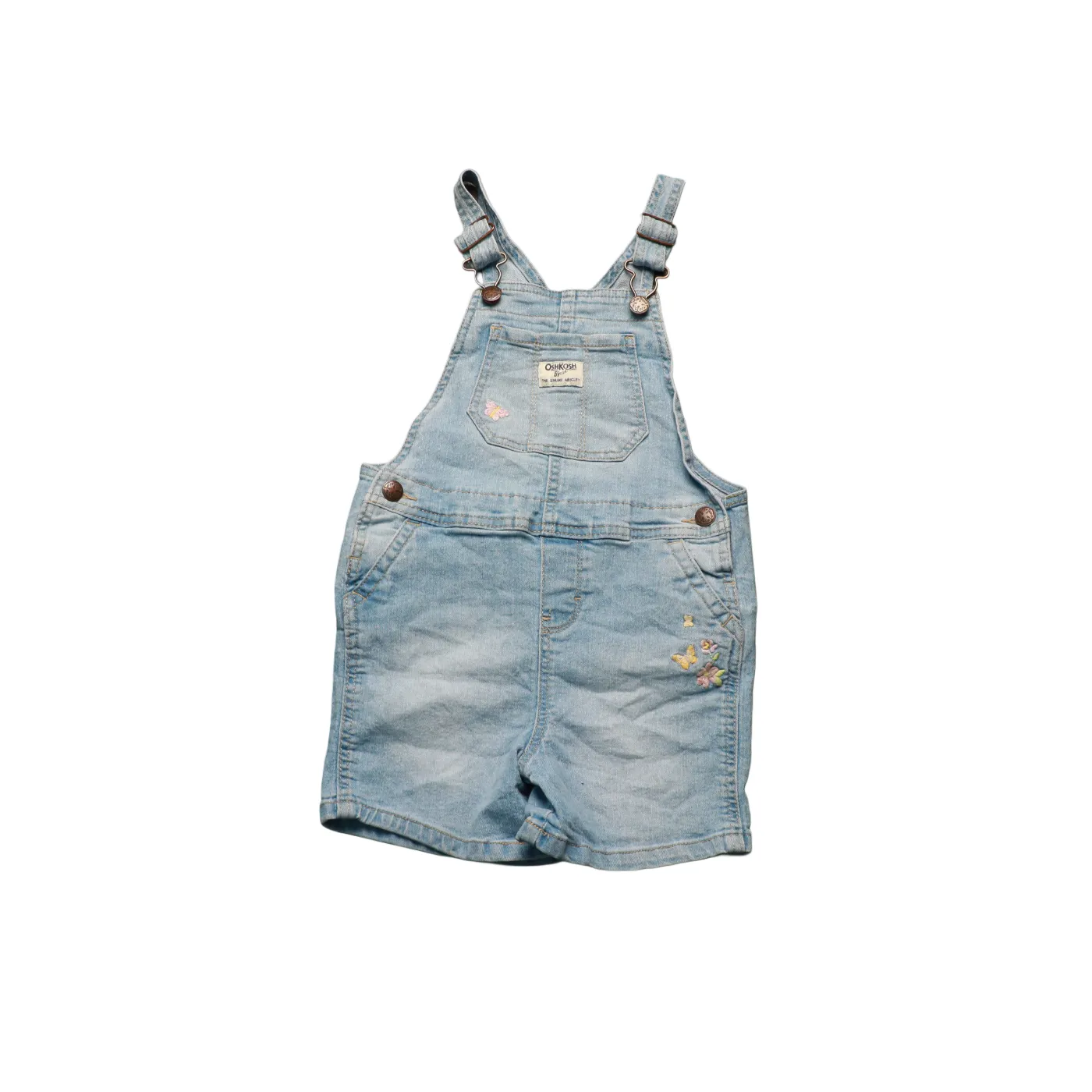 OshKosh Kids Floral Embroidered Shortall Dungarees Blue Age 4Y