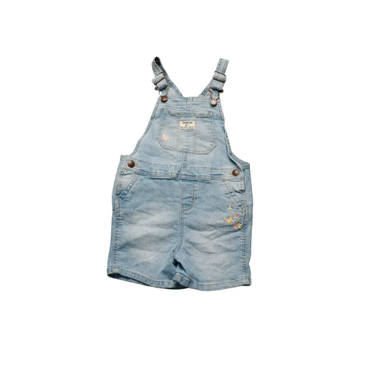 OshKosh Kids Floral Embroidered Shortall Dungarees Blue Age 4Y