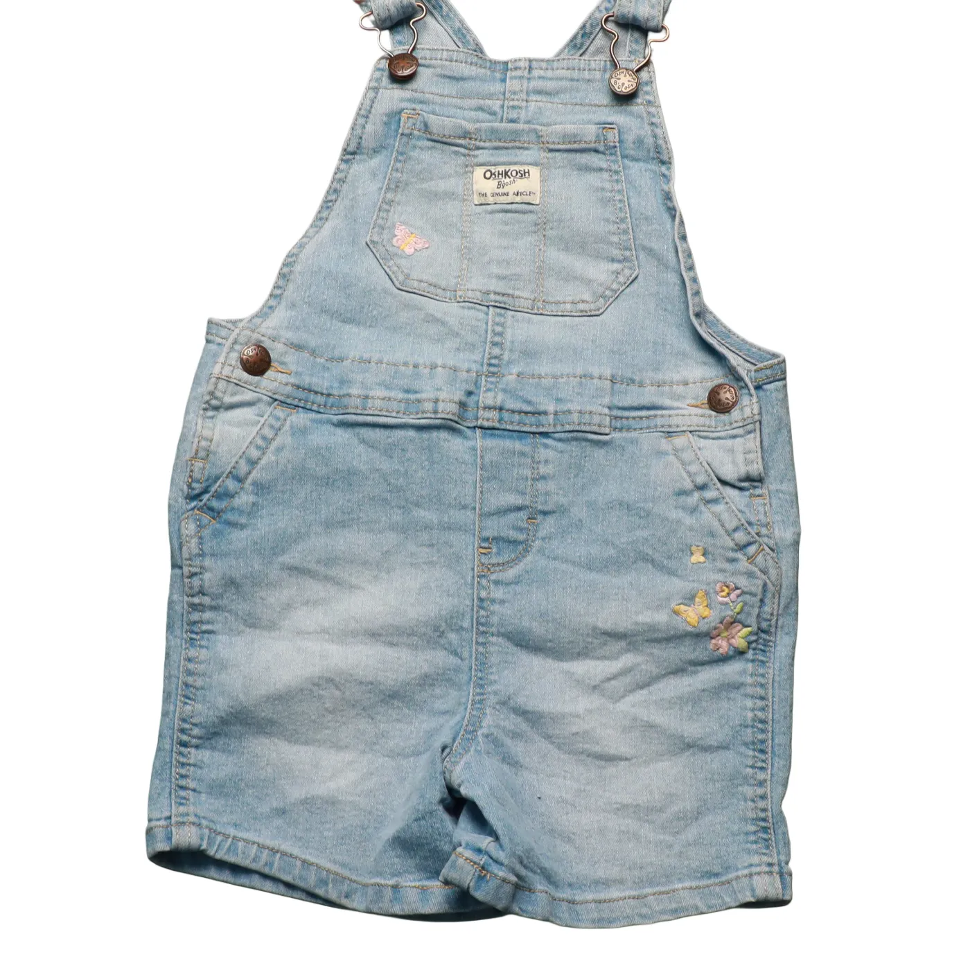 OshKosh Kids Floral Embroidered Shortall Dungarees Blue Age 4Y