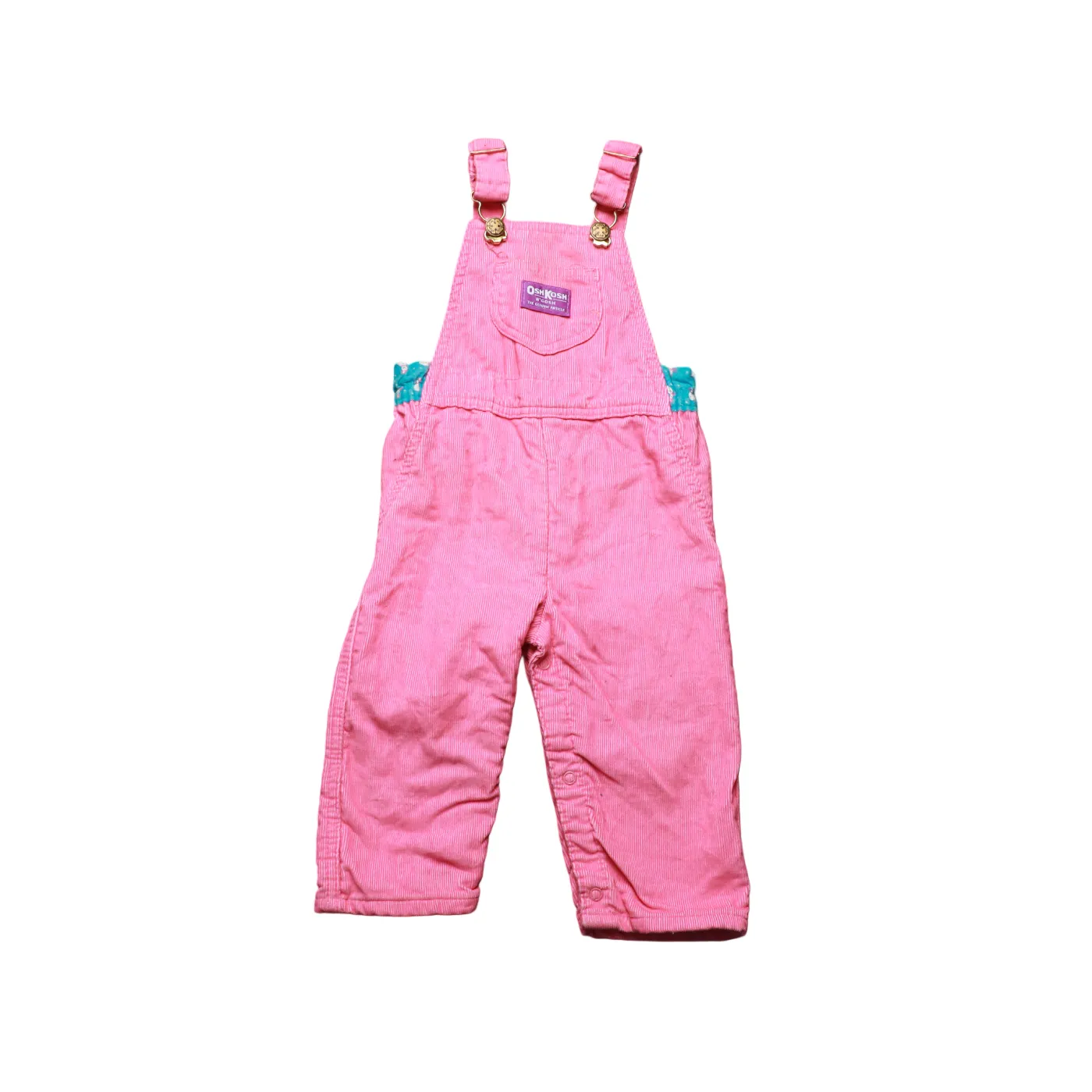 OshKosh Kids Chrismas Fleece Lined Corduroy Dungarees Pink Age 18M