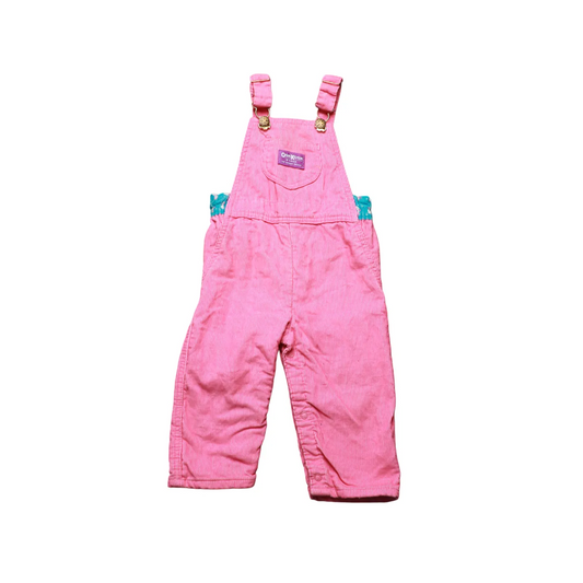 OshKosh Kids Chrismas Fleece Lined Corduroy Dungarees Pink Age 18M