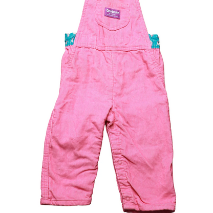 OshKosh Kids Chrismas Fleece Lined Corduroy Dungarees Pink Age 18M