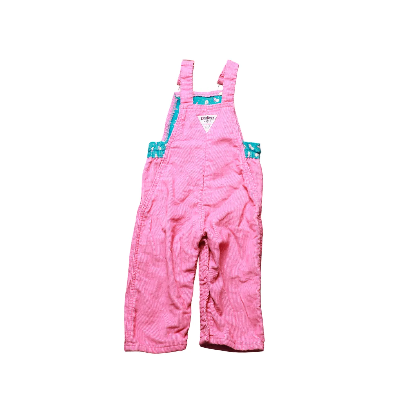 OshKosh Kids Chrismas Fleece Lined Corduroy Dungarees Pink Age 18M