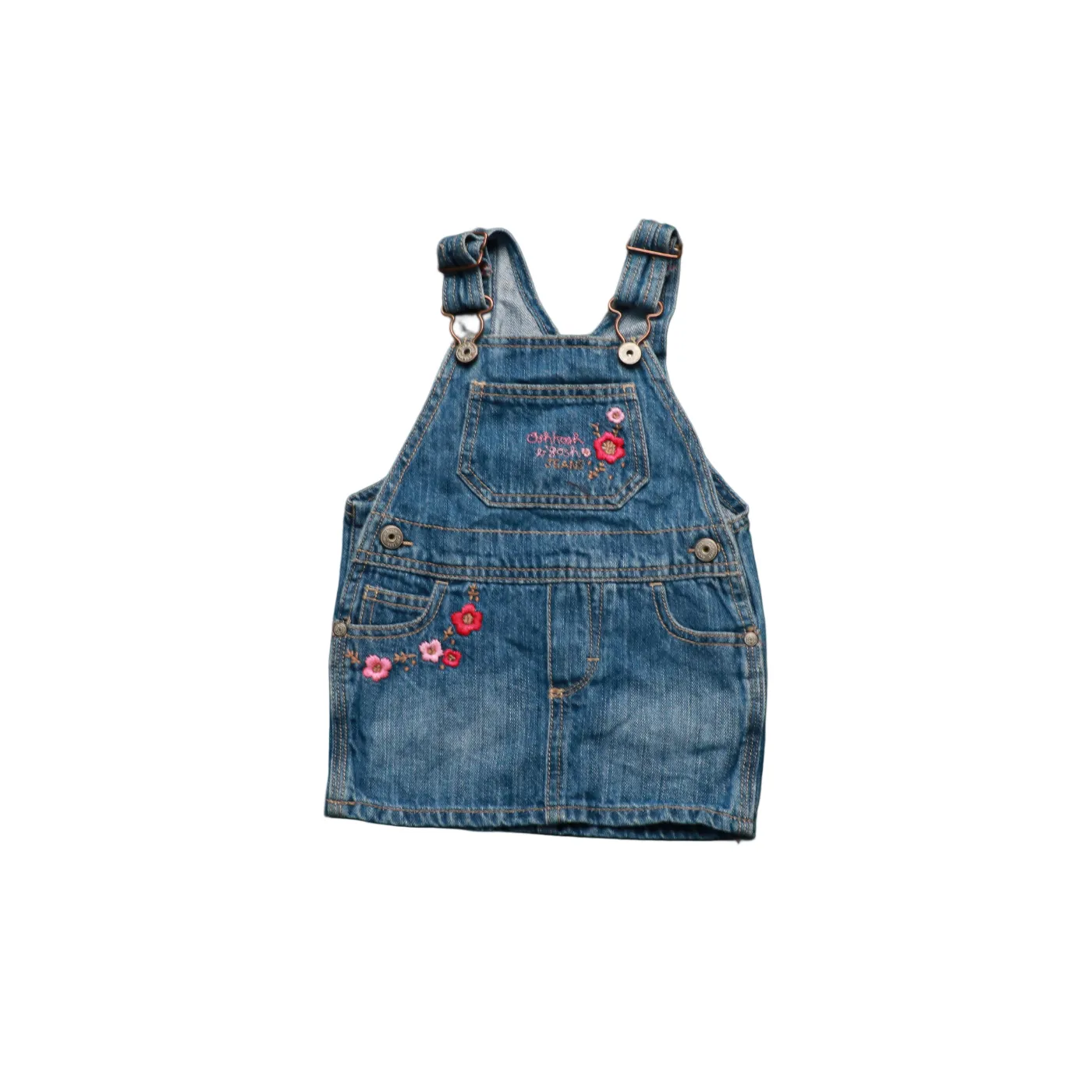 OshKosh Kids Floral Embroidered Dress Dungarees Blue Age 9M