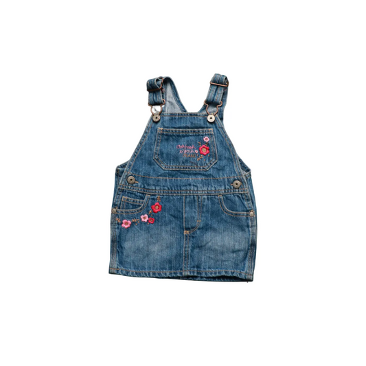 OshKosh Kids Floral Embroidered Dress Dungarees Blue Age 9M