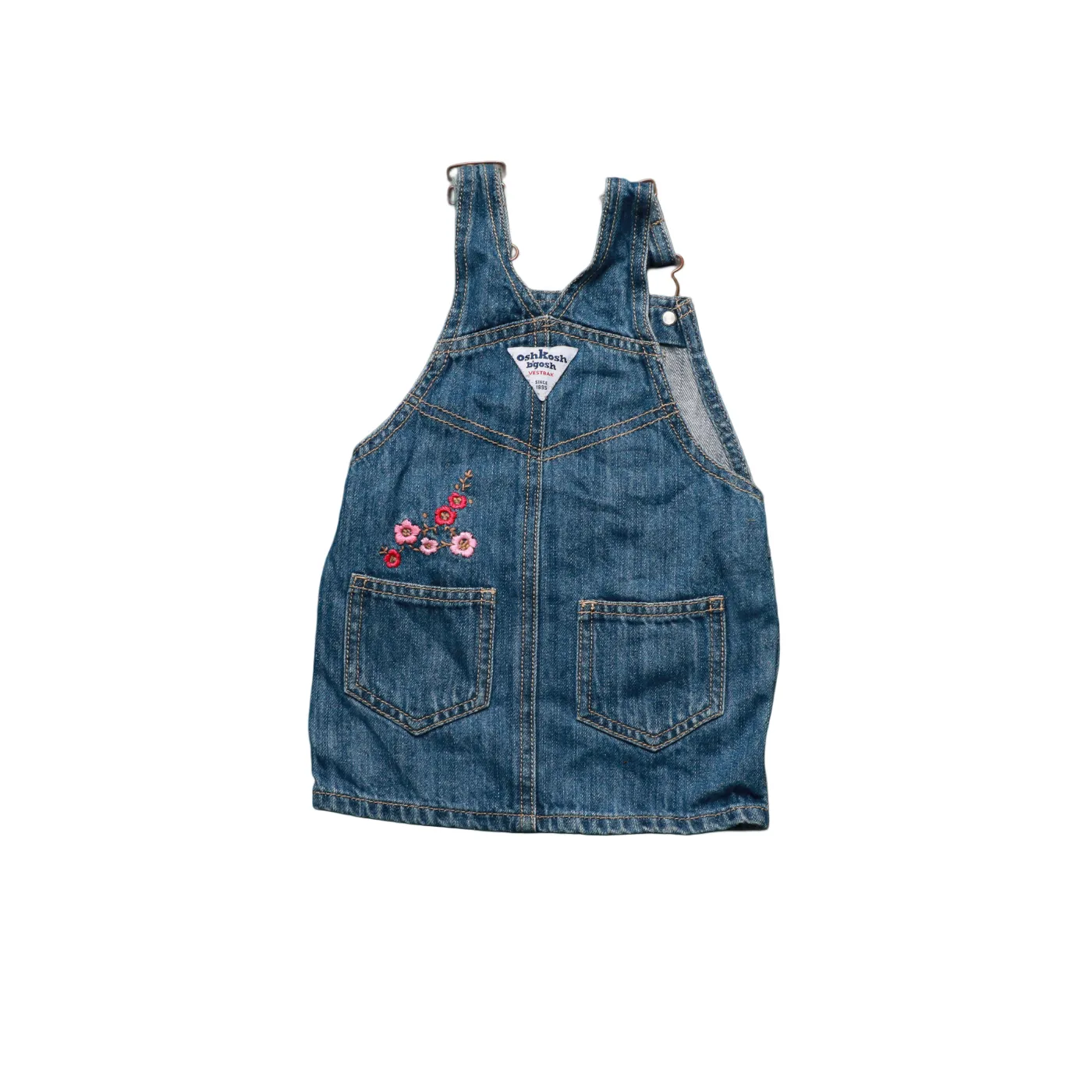 OshKosh Kids Floral Embroidered Dress Dungarees Blue Age 9M