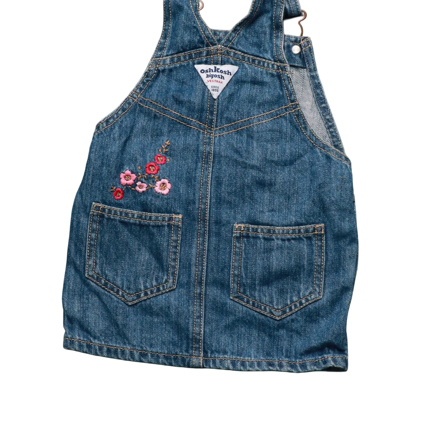 OshKosh Kids Floral Embroidered Dress Dungarees Blue Age 9M