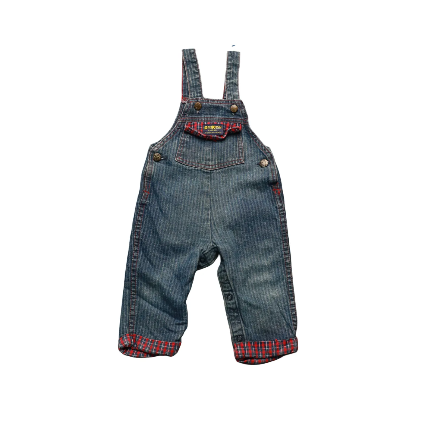 OshKosh Kids Checker Lined Dungarees Blue Age 18M