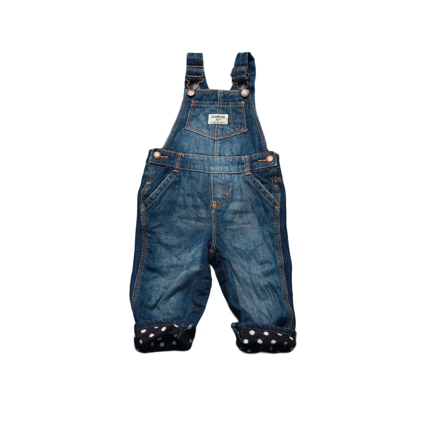 OshKosh Kids Fleece Lined Dungarees Blue Age 12M