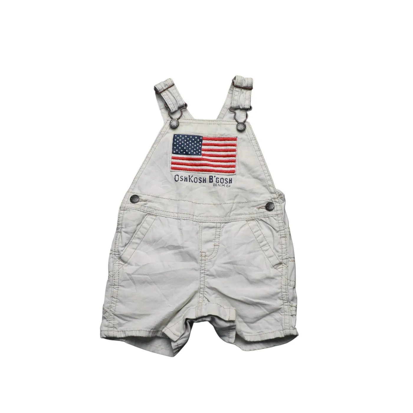 OshKosh Kids Shortall Dungarees Cream Age 12M