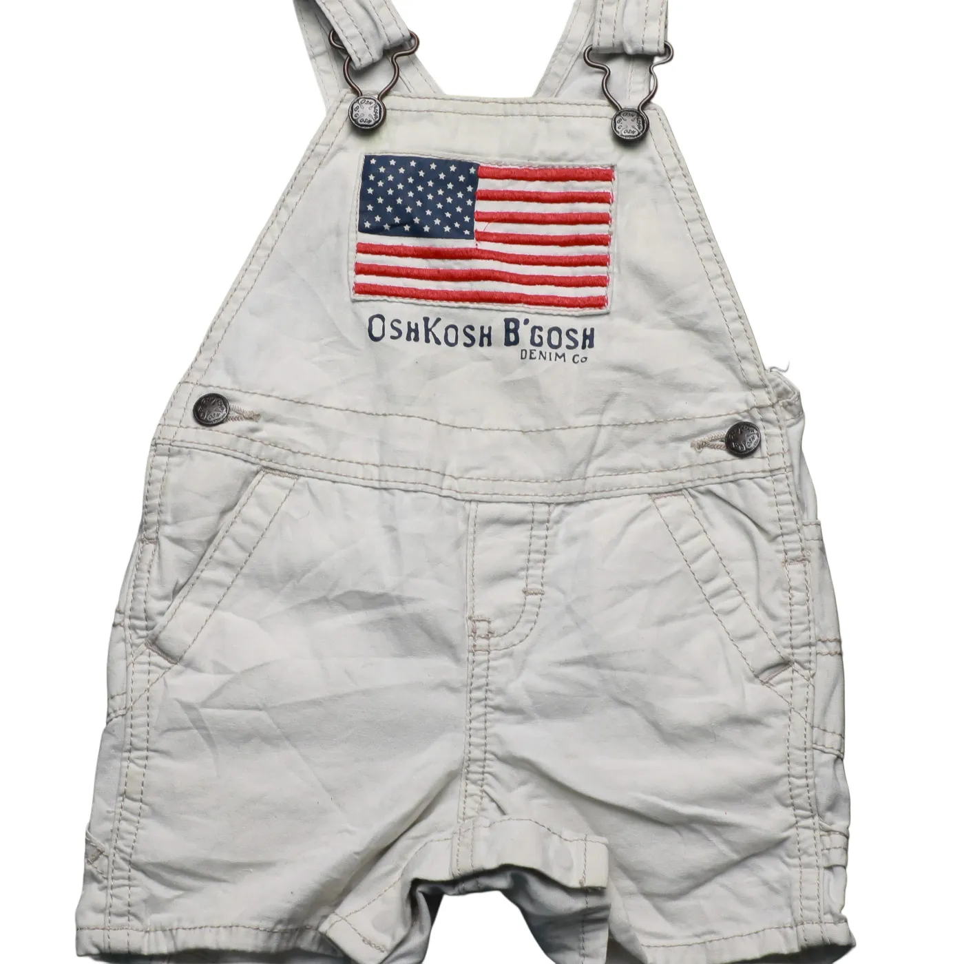 OshKosh Kids Shortall Dungarees Cream Age 12M