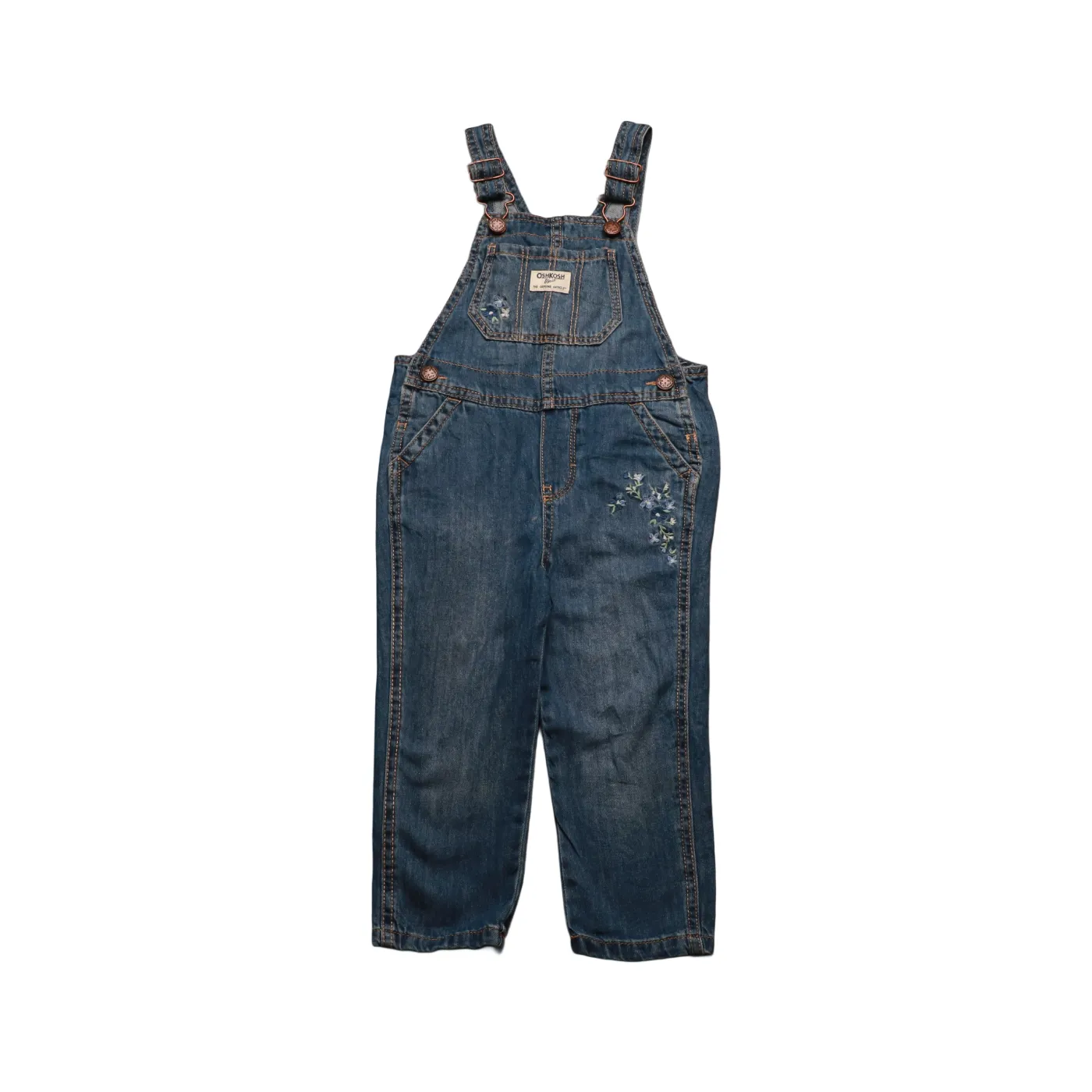 OshKosh Kids Floral Embroidered Dungarees Blue Age 3Y