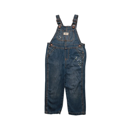 OshKosh Kids Floral Embroidered Dungarees Blue Age 3Y