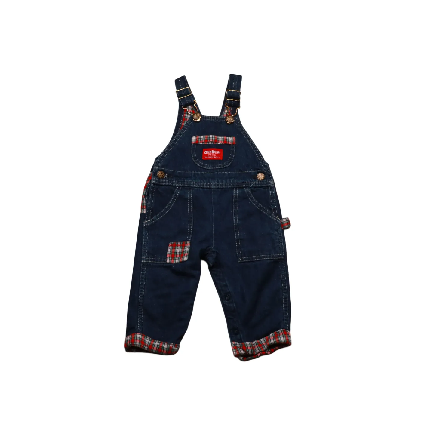 OshKosh Kids Checker Lined Dungarees Blue Age 6-9M