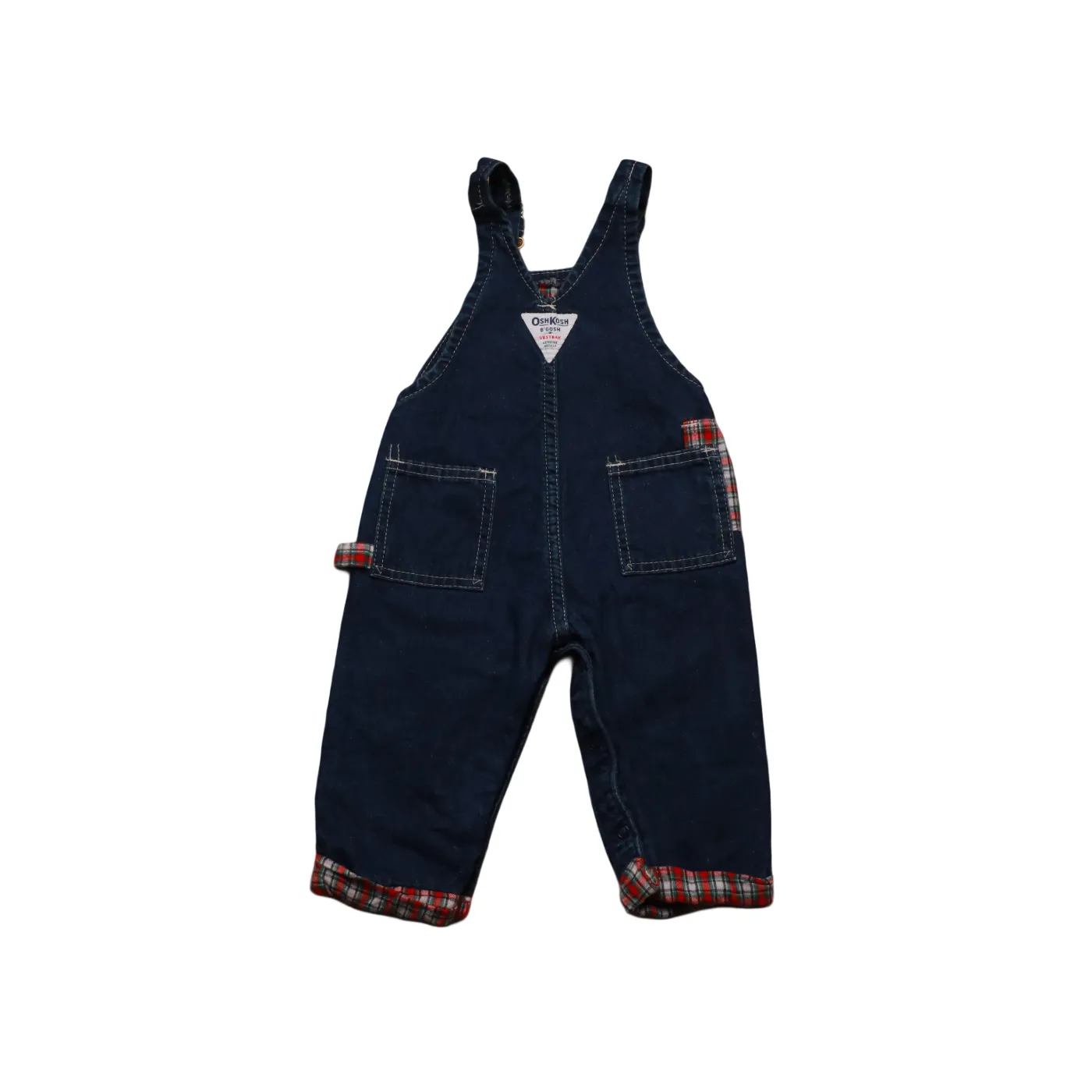 OshKosh Kids Checker Lined Dungarees Blue Age 6-9M