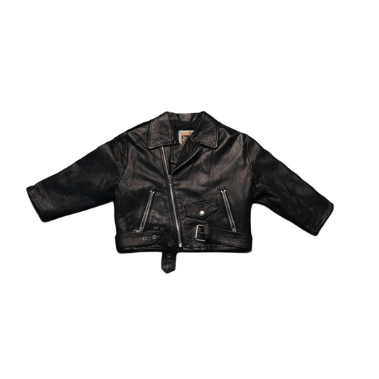 Antica Polloria Kids Leather Jacket Black Age 1Y