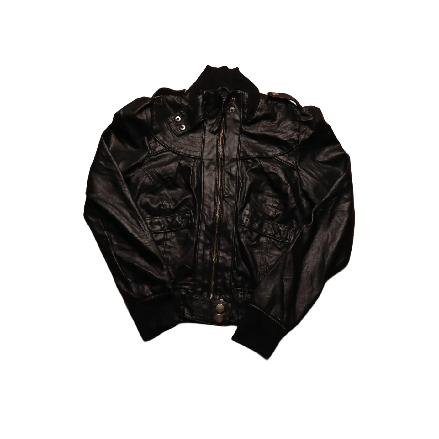 Unbranded Kids Leather Jacket Black Age 8Y