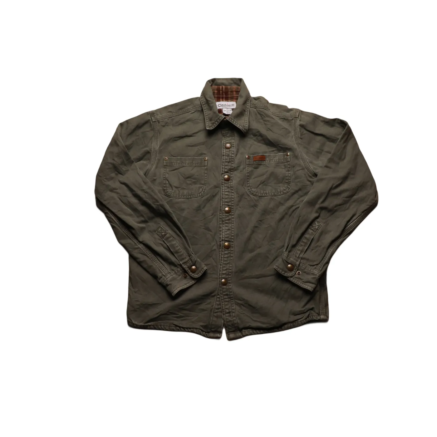 Carhatt Kids Khaki Shirt Jacket Green Age 14Y