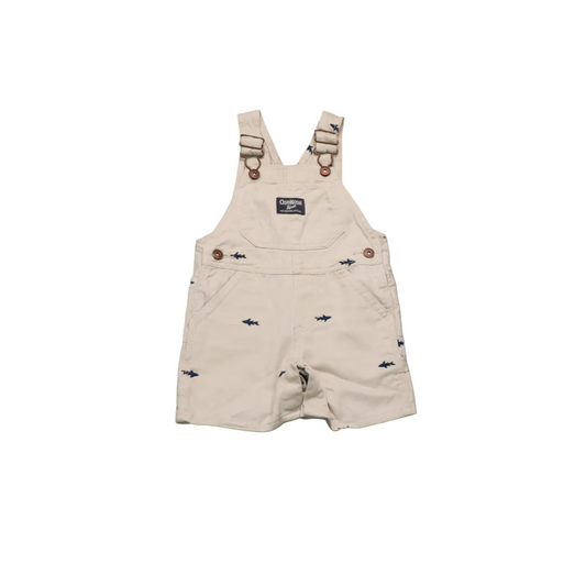 OshKosh Kids Shark Embroidery Shortall Dungarees Beige Age 9M
