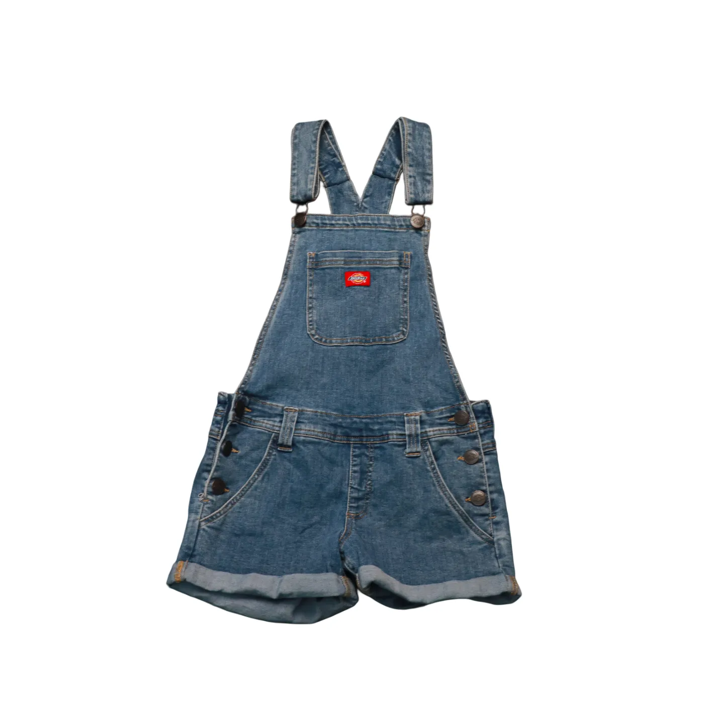 Dickies Kids Elastic Denim Shortalls Dungarees Blue Age 12-13Y