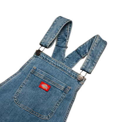 Dickies Kids Elastic Denim Shortalls Dungarees Blue Age 12-13Y