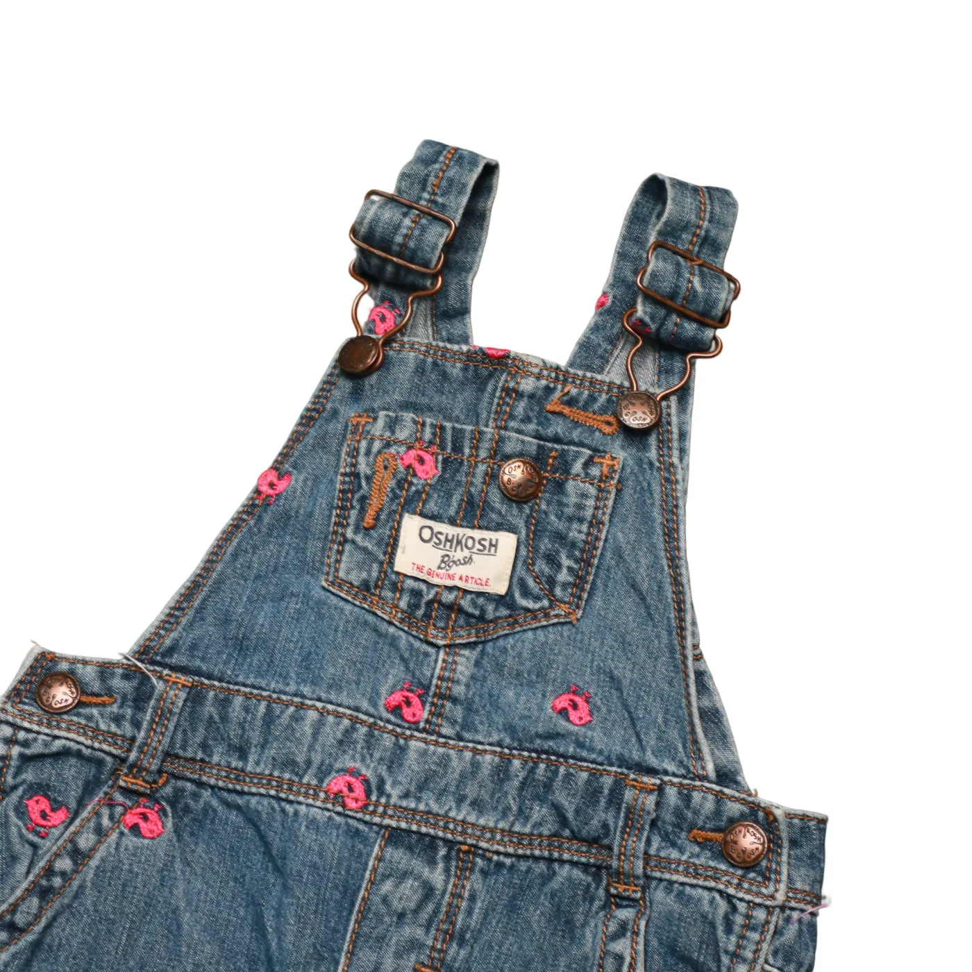 OshKosh Kids Chick Embroided Pattern Dungarees Blue Age 12M