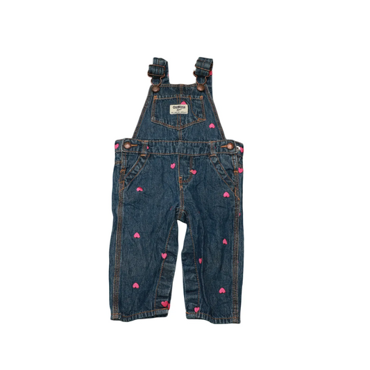 OshKosh Kids Heart Embroidery Dungarees Blue Age 9M