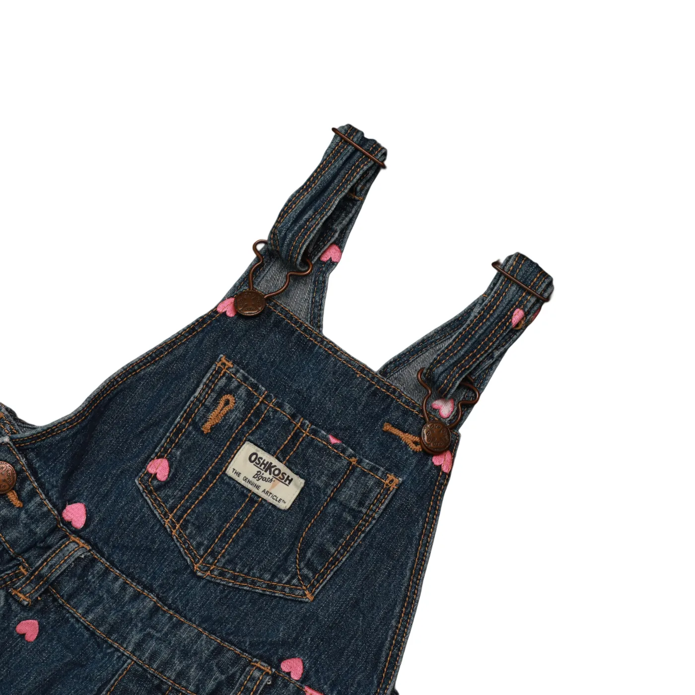 OshKosh Kids Heart Embroidery Shortalls Dungarees Blue Age 2Y