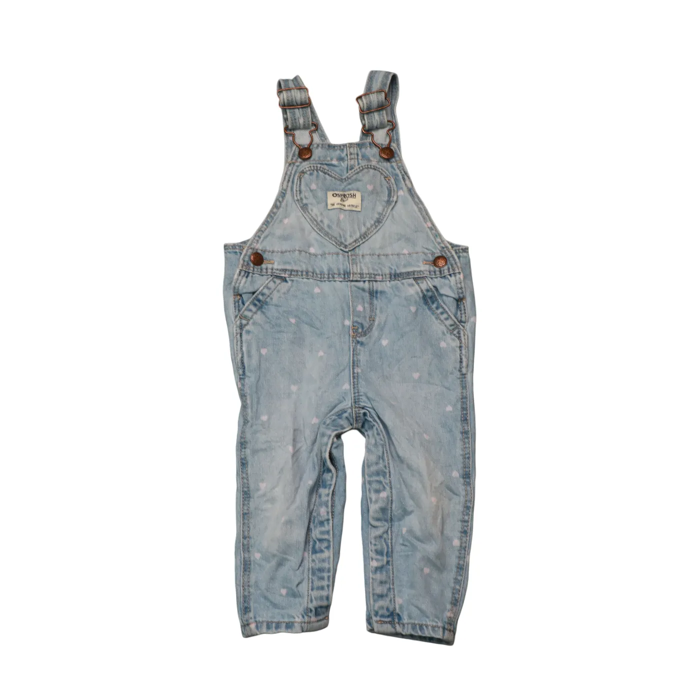 OshKosh Kids Heart Print Dungarees Blue Age 12M