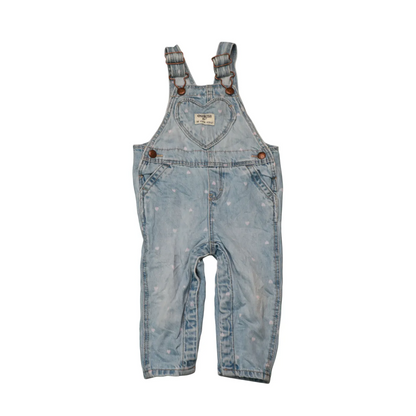 OshKosh Kids Heart Print Dungarees Blue Age 12M