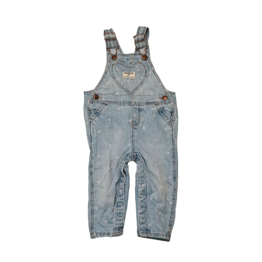 OshKosh Kids Heart Print Dungarees Blue Age 12M
