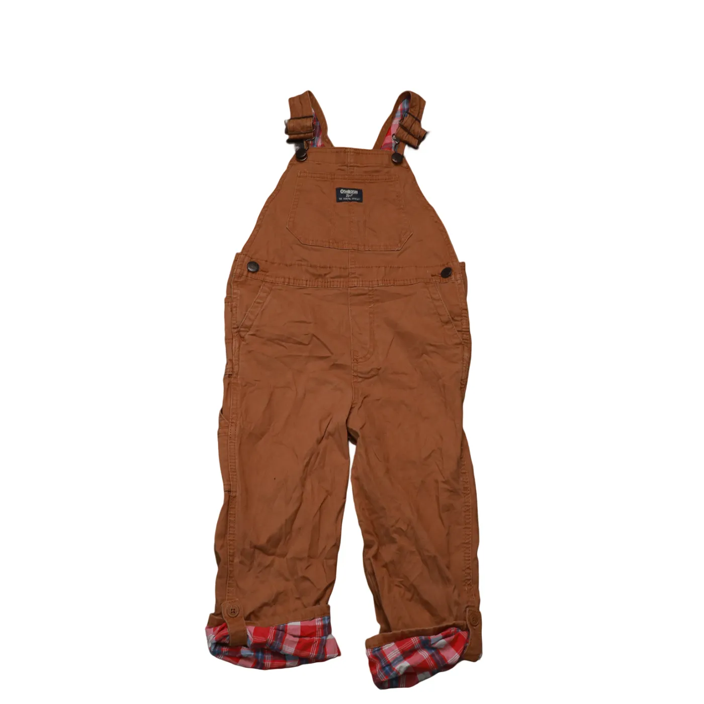 OshKosh Kids Checkered Lined Dungarees Brown Age 5Y