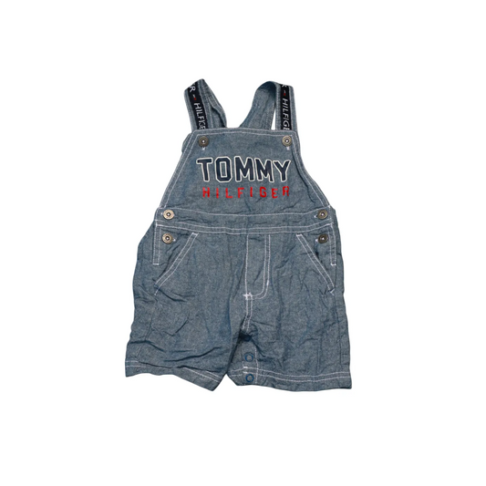 Tommy Hilfiger Kids Big Print Shortalls Dungarees Blue Age 18M